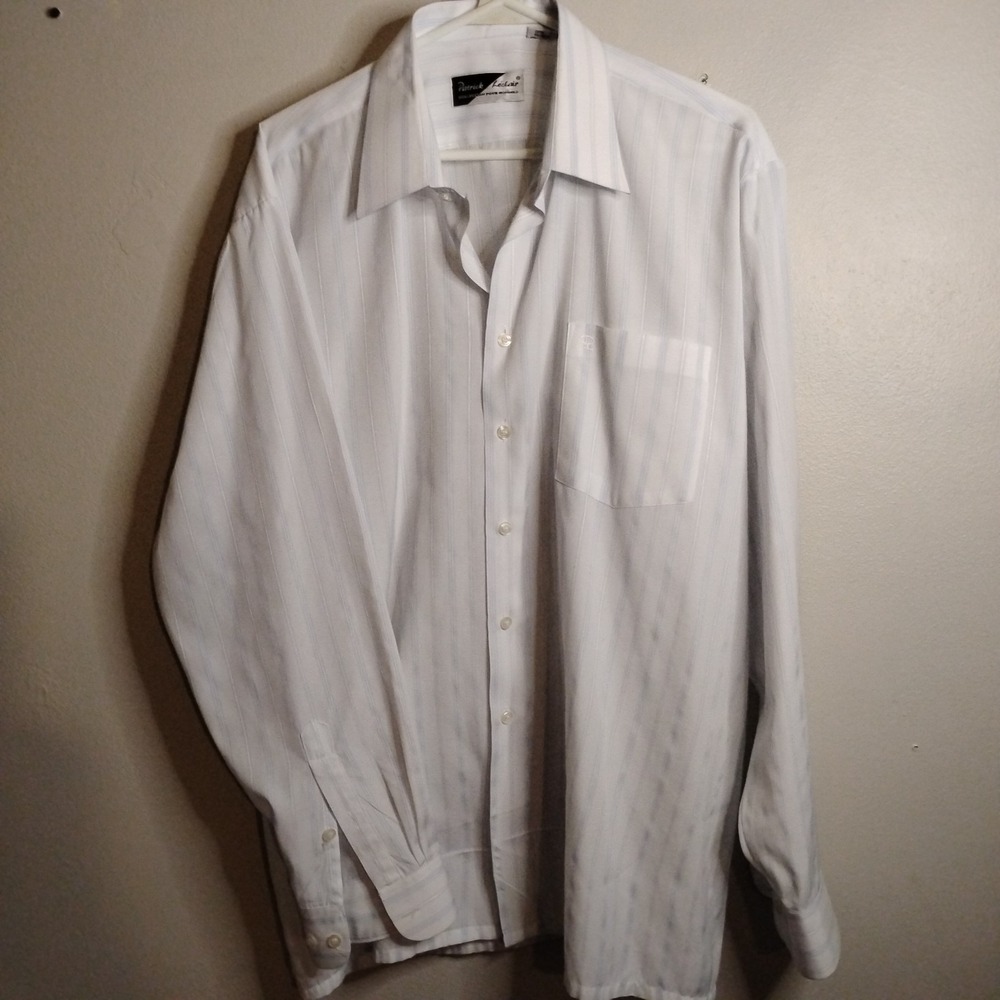 Patrick Leclair White, button Down,shirt,  mens, Large, vintage